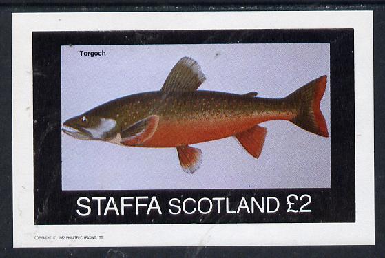 Staffa 1982 Fish #06 (Torgoch) imperf deluxe sheet (£2 value) unmounted mint, stamps on fish     marine-life