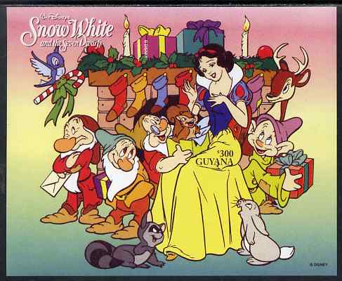 Guyana 1996 Disney's Snow White & the Seven Dwarfs m/sheet imperf from a limited printing, unmounted mint SG MS 4873a, stamps on , stamps on  stamps on disney, stamps on  stamps on fairy tales, stamps on  stamps on films, stamps on  stamps on cinema, stamps on  stamps on cartoons, stamps on  stamps on 