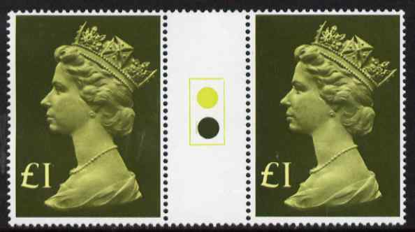 Great Britain 1977-87 Machin - Large Format \A31 traffic light gutter pair unmounted mint SG 1026, stamps on 