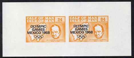 Calf of Man 1968 Olympic Games Mexico overprinted on Churchill imperf m/sheet (24m & 84m orange) unmounted mint (Rosen CA134MS) 