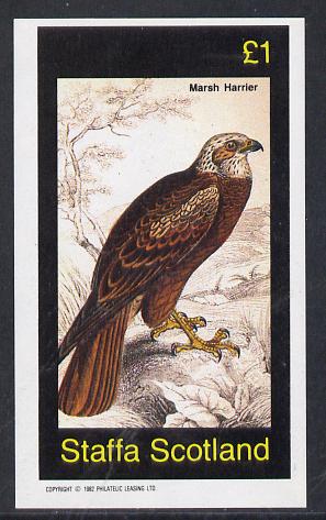 Staffa 1982 Marsh Harrier imperf souvenir sheet (Â£1 value) unmounted mint, stamps on , stamps on  stamps on birds, stamps on  stamps on birds of prey