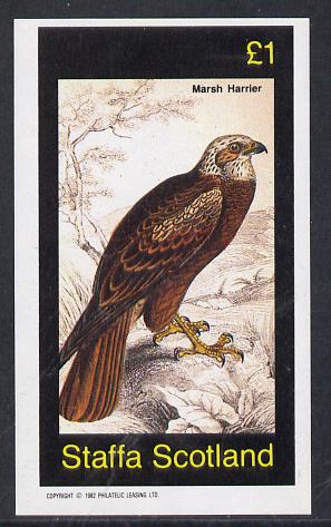 Staffa 1982 Marsh Harrier imperf souvenir sheet (£1 value) unmounted mint, stamps on birds, stamps on birds of prey