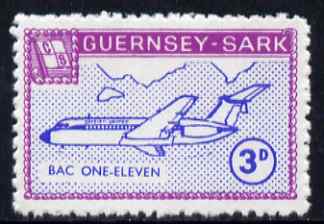 Guernsey - Sark 1966 Aircraft 3d BAC-111 with Europa overprint omitted unmounted mint (blocks available price pro-rata) see note after Rosen CS 101, stamps on , stamps on  stamps on aviation, stamps on  stamps on  bac , stamps on  stamps on bac-111, stamps on  stamps on maps