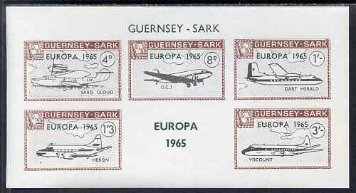 Guernsey - Sark 1965 Europa overprint on Aircraft imperf m/sheet unmounted mint, Rosen CS 78MS, stamps on europa, stamps on aviation