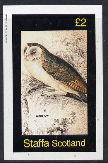 Staffa 1982 White Owl imperf deluxe sheet (Â£2 value) unmounted mint, stamps on , stamps on  stamps on birds, stamps on  stamps on birds of prey, stamps on  stamps on owls