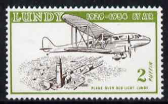 Lundy 1954 definitive Airmail 2p De Havilland Rapide & Lighthouse unmounted mint Rosen LU 101, stamps on , stamps on  stamps on aviation, stamps on  stamps on de havilland, stamps on  stamps on  dh , stamps on  stamps on comet, stamps on  stamps on lighthouses