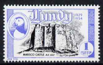 Lundy 1954 definitive Postage 1p Marisco Castle unmounted mint Rosen LU 93, stamps on , stamps on  stamps on birds, stamps on  stamps on puffins, stamps on  stamps on castles