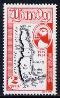 Lundy 1954 definitive Postage 2p Map unmounted mint Rosen LU 94