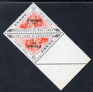 Lundy 1961 Europa 9p Mare & Foals triangular tete-beche pair, one stamp with variety 