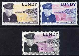 Lundy 1965 Sir Winston Churchill perf set of 3 unmounted mint Rosen LU 153-55, stamps on personalities, stamps on churchill, stamps on constitutions, stamps on  ww2 , stamps on masonry, stamps on masonics, stamps on 