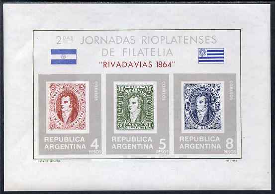 Argentine Republic 1966 Philatelists' Days & Exhibition imperf m/sheet unmounted mint SG MS 1167, stamps on postal, stamps on stamp exhibitions, stamps on stamponstamp