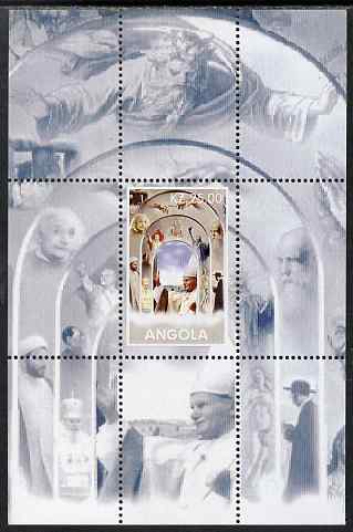 Angola 2000 The Pope perf souvenir sheet (background shows Einstein, Da Vinci etc) unmounted mint. Note this item is privately produced and is offered purely on its thema...