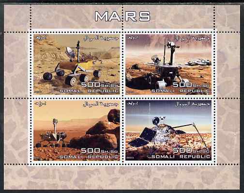 Somalia 2005 Mars perf sheetlet containing 4 values unmounted mint, stamps on , stamps on  stamps on space