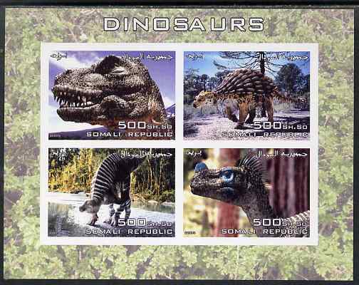 Somalia 2005 Dinosaurs imperf sheetlet containing 4 values unmounted mint, stamps on , stamps on  stamps on dinosaurs