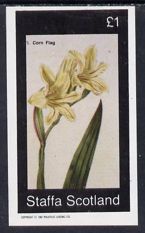 Staffa 1982 Flowers #04 (Corn Flag) imperf souvenir sheet (£1 value) unmounted mint, stamps on flowers, stamps on iris