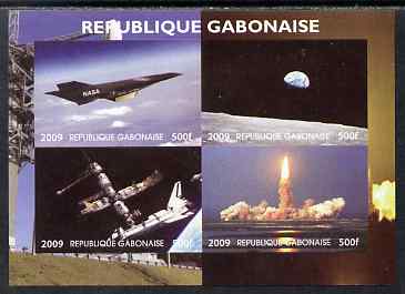 Gabon 2009 NASA Space Exploration #01 imperf sheetlet containing 4 values unmounted mint. Note this item is privately produced and is offered purely on its thematic appeal, stamps on space, stamps on nasa, stamps on 