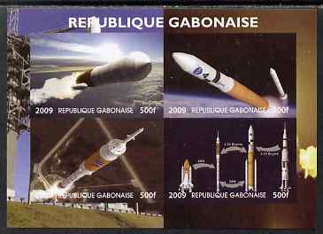 Gabon 2009 NASA Space Exploration #03 imperf sheetlet containing 4 values unmounted mint. Note this item is privately produced and is offered purely on its thematic appea..., stamps on space, stamps on nasa, stamps on 