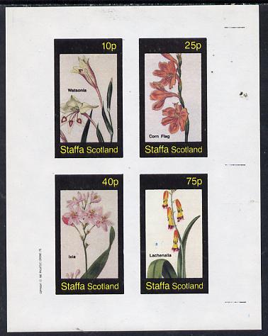 Staffa 1982 Flowers #06 (Watsonia, Corn Flag etc) imperf  set of 4 values (10p to 75p) unmounted mint , stamps on flowers, stamps on iris