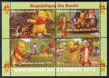 Benin 2009 Olympic Games - Disney's Winnie the Pooh #02 perf sheetlet containing 4 values unmounted mint. Note this item is privately produced and is offered purely on its thematic appeal, stamps on , stamps on  stamps on olympics, stamps on  stamps on pooh, stamps on  stamps on bears, stamps on  stamps on cartoons, stamps on  stamps on fairy tales, stamps on  stamps on tigers, stamps on  stamps on disney, stamps on  stamps on films, stamps on  stamps on cinema, stamps on  stamps on movies