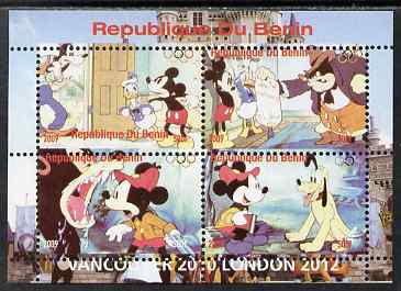 Benin 2009 Olympic Games - Disney Characters #01 perf sheetlet containing 4 values unmounted mint. Note this item is privately produced and is offered purely on its thematic appeal, stamps on olympics, stamps on cartoons, stamps on disney, stamps on films, stamps on cinema, stamps on movies