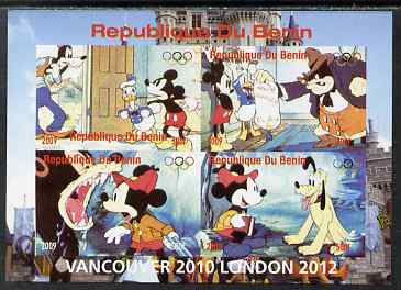 Benin 2009 Olympic Games - Disney Characters #01 imperf sheetlet containing 4 values unmounted mint. Note this item is privately produced and is offered purely on its the..., stamps on olympics, stamps on cartoons, stamps on disney, stamps on films, stamps on cinema, stamps on movies