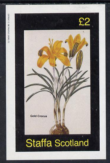 Staffa 1982 Flowers #06 (Gold Crocus) imperf deluxe sheet (£2 value) unmounted mint, stamps on flowers