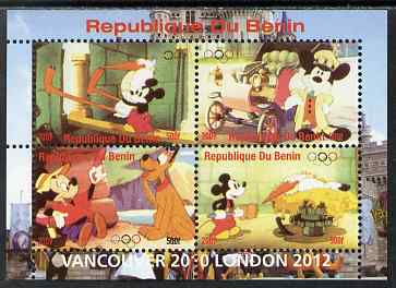 Benin 2009 Olympic Games - Disney Characters #03 perf sheetlet containing 4 values unmounted mint. Note this item is privately produced and is offered purely on its thema..., stamps on olympics, stamps on cartoons, stamps on disney, stamps on films, stamps on cinema, stamps on movies