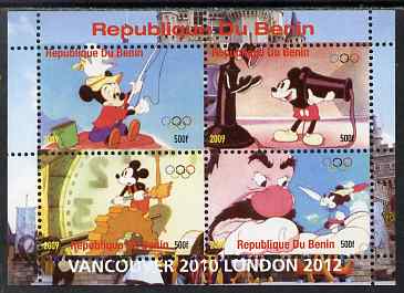 Benin 2009 Olympic Games - Disney Characters #04 perf sheetlet containing 4 values unmounted mint. Note this item is privately produced and is offered purely on its thematic appeal, stamps on olympics, stamps on cartoons, stamps on disney, stamps on films, stamps on cinema, stamps on movies