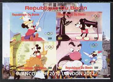 Benin 2009 Olympic Games - Disney Characters #04 imperf sheetlet containing 4 values unmounted mint. Note this item is privately produced and is offered purely on its thematic appeal, stamps on , stamps on  stamps on olympics, stamps on  stamps on cartoons, stamps on  stamps on disney, stamps on  stamps on films, stamps on  stamps on cinema, stamps on  stamps on movies