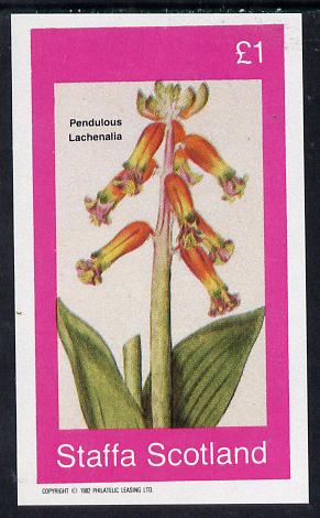Staffa 1982 Flowers #07 (Pendulous Lachenalia) imperf souvenir sheet (£1 value)  unmounted mint, stamps on flowers