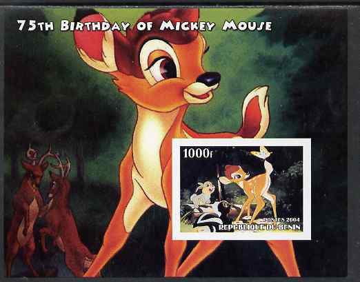 Benin 2004 75th Birthday of Mickey Mouse - Bambi imperf m/sheet unmounted mint. Note this item is privately produced and is offered purely on its thematic appeal, stamps on disney, stamps on personalities, stamps on films, stamps on cinema, stamps on 