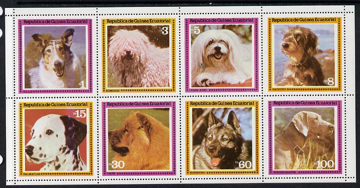 Equatorial Guinea 1978 Dogs set of 8 unmounted mint (Mi 1427-34A), stamps on , stamps on  stamps on animals    dogs    komodor   collie   lhasa apso       chow  dachshund       dalmation    elkhound      weinmaraner