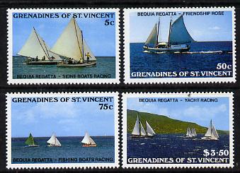 St Vincent - Grenadines 1988 Bequia Regatta set of 4 (SG 554-7) unmounted mint, stamps on , stamps on  stamps on ships, stamps on sport, stamps on yachts, stamps on sailing