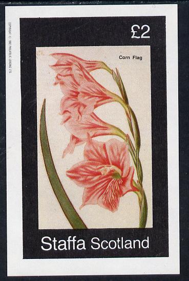 Staffa 1982 Irises (Corn Flag) imperf deluxe sheet (£2 value) unmounted mint, stamps on flowers, stamps on iris