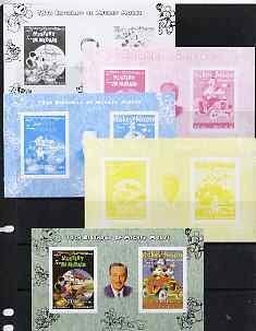 Somalia 2004 75th Birthday of Mickey Mouse #23 - Magazine covers sheetlet containing 2 values plus  the set of 5 imperf progressive proofs comprising the 4 individual col..., stamps on disney, stamps on aviation, stamps on cars, stamps on films, stamps on cinema, stamps on movies