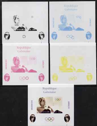 Gabon 2009 Olympic Games - Princess Diana #01 individual deluxe sheet - the set of 5 imperf progressive proofs comprising the 4 individual colours plus all 4-colour composite, unmounted mint, stamps on , stamps on  stamps on royalty, stamps on  stamps on diana, stamps on  stamps on olympics
