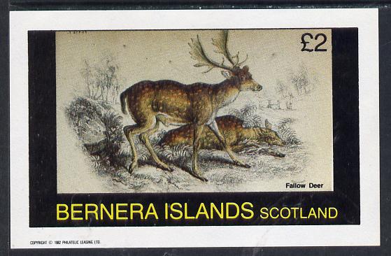 Bernera 1982 Animals (Fallow Deer) imperf deluxe sheet (£2 value) unmounted mint, stamps on animals    deer