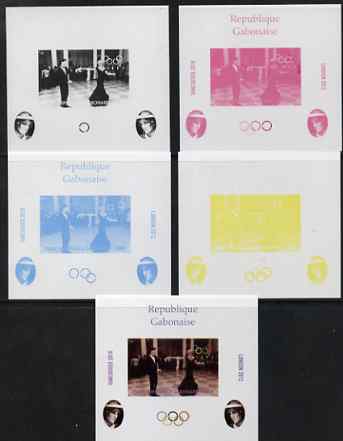 Gabon 2009 Olympic Games - Princess Diana #03 individual deluxe sheet - the set of 5 imperf progressive proofs comprising the 4 individual colours plus all 4-colour compo..., stamps on royalty, stamps on diana, stamps on olympics