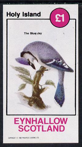 Eynhallow 1982 Blue Jay imperf souvenir sheet (£1 value) unmounted mint, stamps on birds