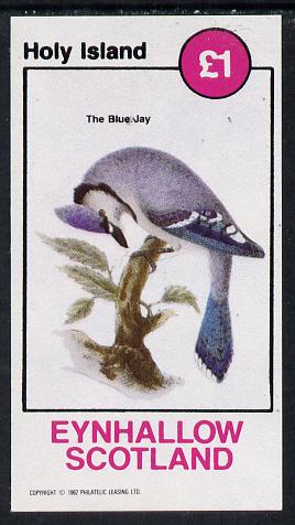 Eynhallow 1982 Blue Jay imperf souvenir sheet (Â£1 value) unmounted mint, stamps on birds