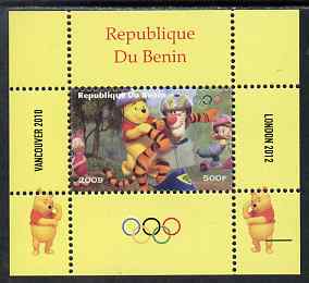 Benin 2009 Olympic Games - Disney's Winnie the Pooh #01 individual perf deluxe sheet unmounted mint. Note this item is privately produced and is offered purely on its thematic appeal, stamps on olympics, stamps on pooh, stamps on bears, stamps on cartoons, stamps on fairy tales, stamps on tigers, stamps on disney, stamps on films, stamps on cinema, stamps on movies