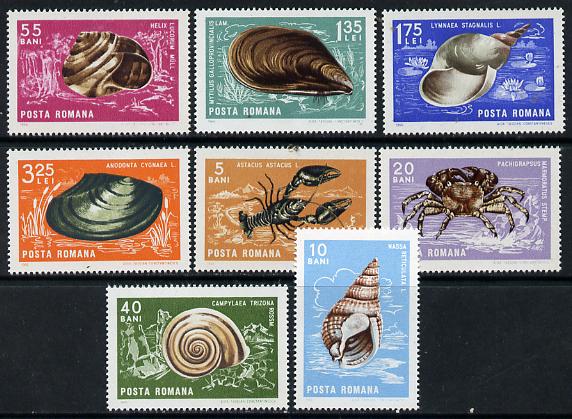 Rumania 1966 Crustaceans & Molluscs set of 8 unmounted mint, SG 3412-19, Mi 2544-52*, stamps on , stamps on  stamps on marine life, stamps on  stamps on shells