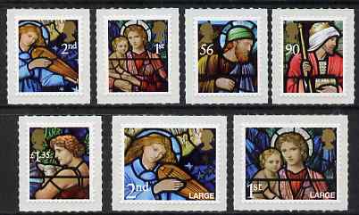 Great Britain 2009 Christmas set of 7 self adhesives unmounted mint , stamps on , stamps on  stamps on christmas, stamps on  stamps on stained glass, stamps on  stamps on angels