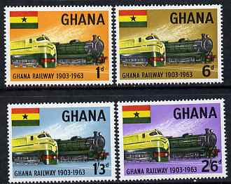 Ghana 1963 60th Anniversary of Ghana Railways perf set of 4 unmounted mint, SG 324-27, stamps on railways, stamps on 