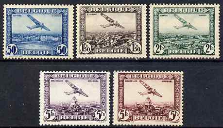 Belgium 1930 Air set of 5 (Fokker) mounted mint SG 560-4