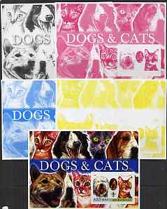 Afghanistan 2003 Dogs & Cats #2 m/sheet with Baden Powell & Scout Logo - the set of 5 imperf progressive proofs comprising the 4 individual colours plus all 4-colour composite, unmounted mint, stamps on , stamps on  stamps on dogs, stamps on  stamps on cats, stamps on  stamps on scouts