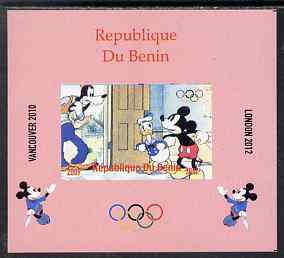 Benin 2009 Olympic Games - Disney Characters #01 individual imperf deluxe sheet unmounted mint. Note this item is privately produced and is offered purely on its thematic..., stamps on olympics, stamps on cartoons , stamps on disney, stamps on films, stamps on cinema, stamps on movies