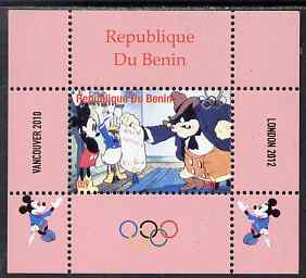 Benin 2009 Olympic Games - Disney Characters #02 individual perf deluxe sheet unmounted mint. Note this item is privately produced and is offered purely on its thematic appeal, stamps on olympics, stamps on cartoons , stamps on disney, stamps on films, stamps on cinema, stamps on movies