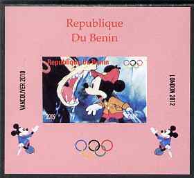 Benin 2009 Olympic Games - Disney Characters #03 individual imperf deluxe sheet unmounted mint. Note this item is privately produced and is offered purely on its thematic..., stamps on olympics, stamps on cartoons , stamps on disney, stamps on films, stamps on cinema, stamps on movies