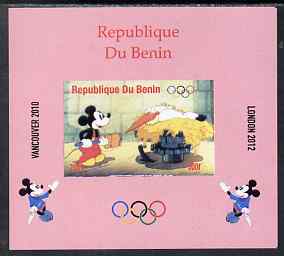 Benin 2009 Olympic Games - Disney Characters #12 individual imperf deluxe sheet unmounted mint. Note this item is privately produced and is offered purely on its thematic..., stamps on olympics, stamps on cartoons , stamps on disney, stamps on films, stamps on cinema, stamps on movies